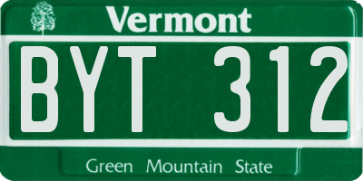 VT license plate BYT312