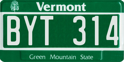 VT license plate BYT314