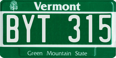 VT license plate BYT315