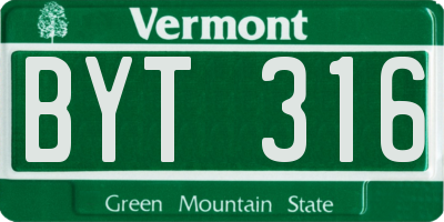 VT license plate BYT316