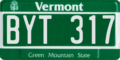 VT license plate BYT317