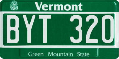 VT license plate BYT320