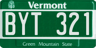 VT license plate BYT321