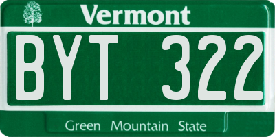 VT license plate BYT322