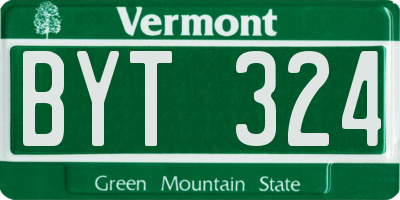 VT license plate BYT324