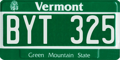 VT license plate BYT325