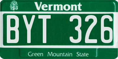 VT license plate BYT326