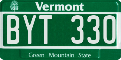 VT license plate BYT330