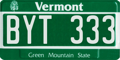 VT license plate BYT333