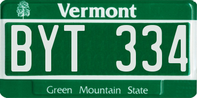 VT license plate BYT334