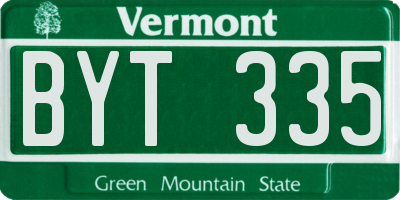 VT license plate BYT335