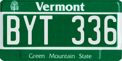 VT license plate BYT336