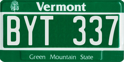 VT license plate BYT337