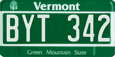 VT license plate BYT342