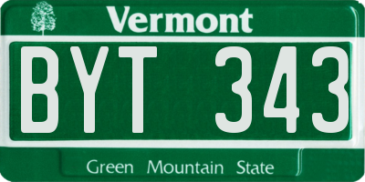 VT license plate BYT343