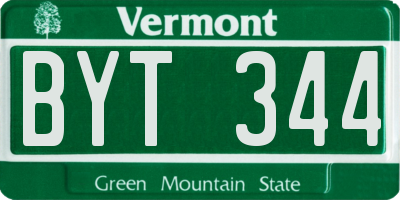 VT license plate BYT344