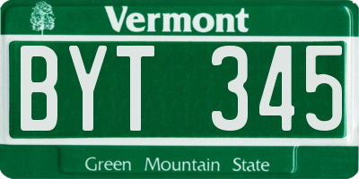 VT license plate BYT345