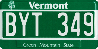 VT license plate BYT349