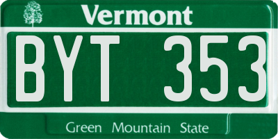 VT license plate BYT353