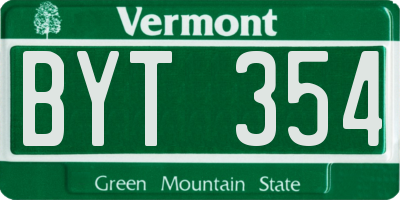 VT license plate BYT354