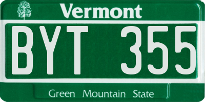 VT license plate BYT355