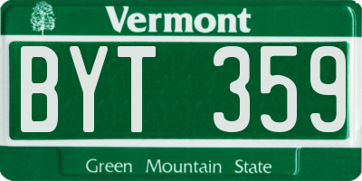 VT license plate BYT359