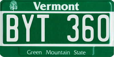 VT license plate BYT360