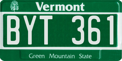 VT license plate BYT361