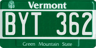 VT license plate BYT362