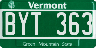 VT license plate BYT363