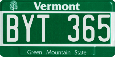 VT license plate BYT365