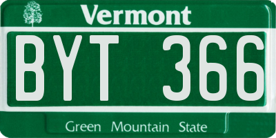 VT license plate BYT366