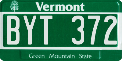 VT license plate BYT372