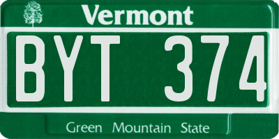 VT license plate BYT374