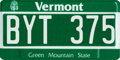 VT license plate BYT375