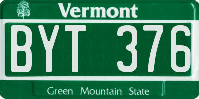 VT license plate BYT376