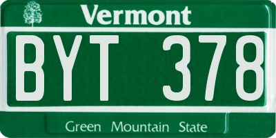 VT license plate BYT378
