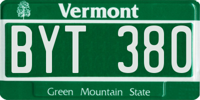VT license plate BYT380