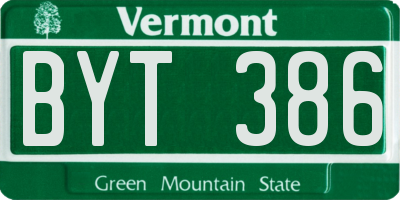 VT license plate BYT386