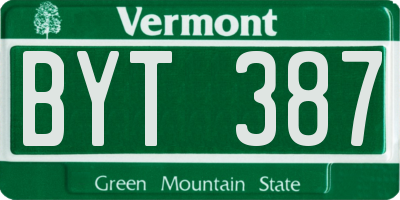 VT license plate BYT387