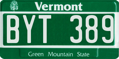 VT license plate BYT389