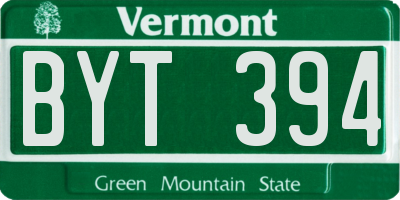 VT license plate BYT394