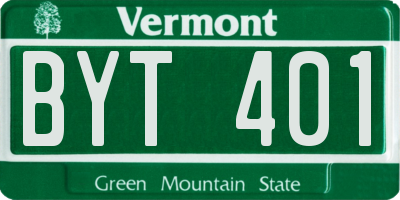 VT license plate BYT401