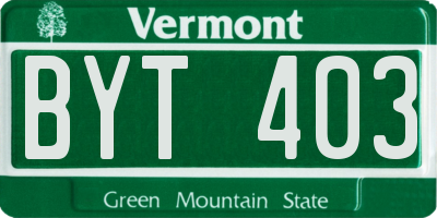 VT license plate BYT403