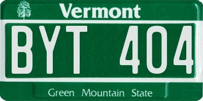 VT license plate BYT404