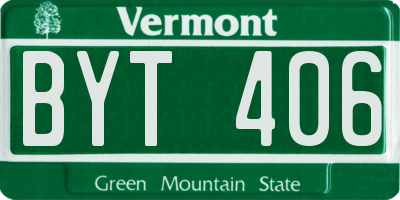 VT license plate BYT406