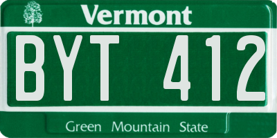 VT license plate BYT412