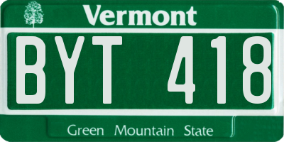 VT license plate BYT418