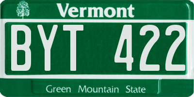 VT license plate BYT422
