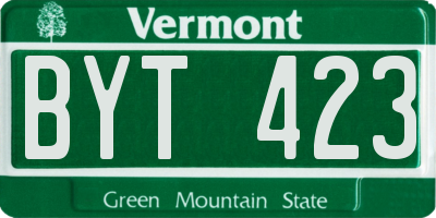 VT license plate BYT423
